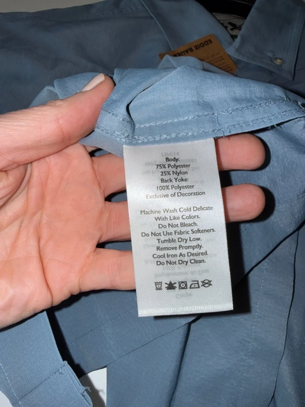 Eddie Bauer Rainier Ripstop Short-Sleeve Button-Down Shirt -Chambray Blue, Small - Picture 8 of 10